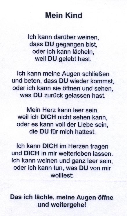 Ich vermisse dich so sehr mein kind